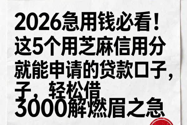 2026急用钱必看!这5个用芝麻信用分就能申请的贷款口子,轻松借3000解燃眉之急