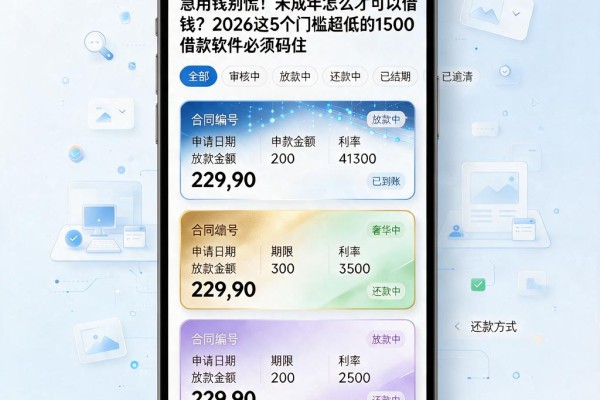 急用钱别慌!未成年怎么才可以借钱?2026这5个门槛超低的1500借款软件必须码住