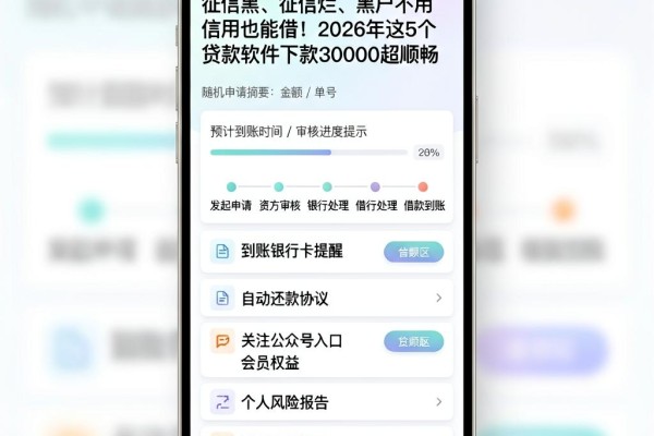 征信黑、征信烂、黑户不用信用也能借!2026年这5个贷款软件下款30000超顺畅