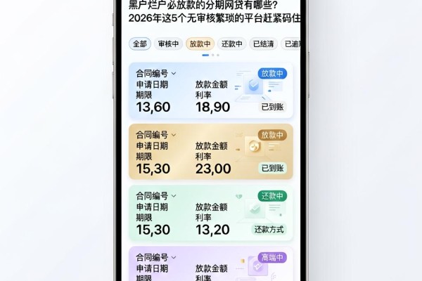 黑户烂户必放款的分期网贷有哪些?2026年这5个无审核繁琐的平台赶紧码住