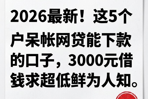 2026最新!这5个黑户呆帐网贷能下款的口子,3000元借钱要求超低鲜为人知