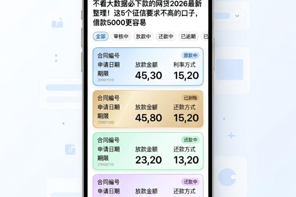 不看大数据必下款的网贷2026最新整理!这5个征信要求不高的口子,借款5000更容易