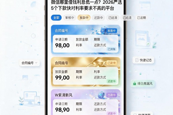 微信哪里借钱利息低一点?2026严选5个下款快对利率要求不高的平台