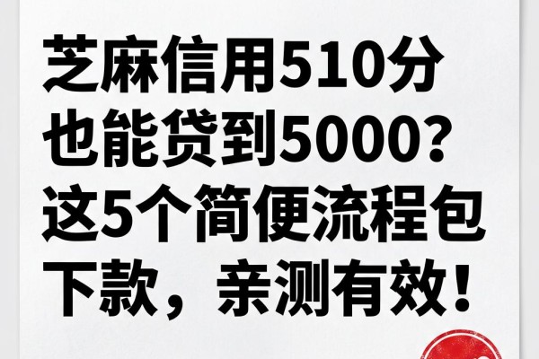 芝麻信用510分也能贷到5000？这5个简便流程包下款，亲测有效！