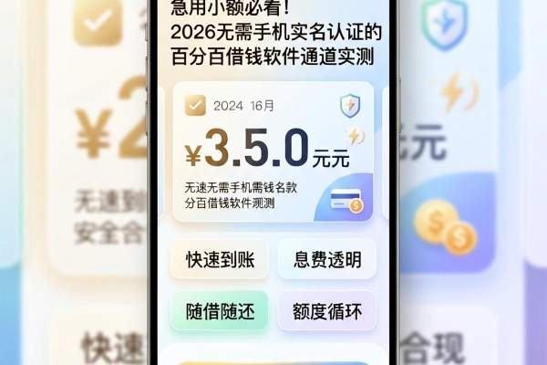 急用小额必看！2026无需手机实名认证的百分百借钱软件通道实测
