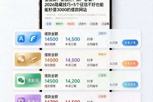 征信黑、征信烂、黑户必看！2026隐藏技巧+5个征信不好也能秒借3000的借款网站
