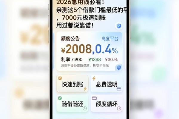 2026急用钱必看!亲测这5个借款门槛最低的平台,7000元极速到账用过都说靠谱