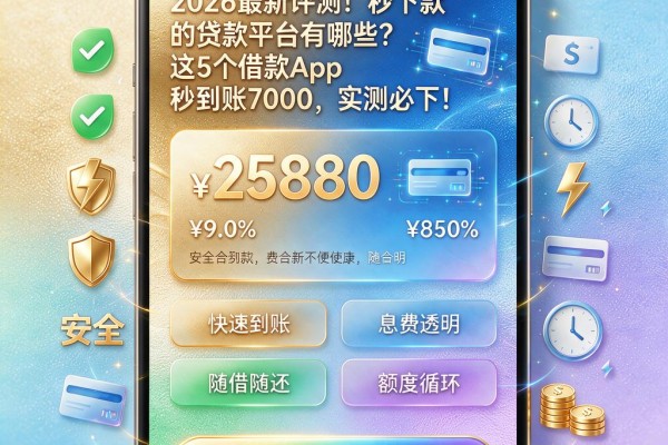 2026最新评测！秒下款的贷款平台有哪些？这5个借款App秒到账7000，实测必下！