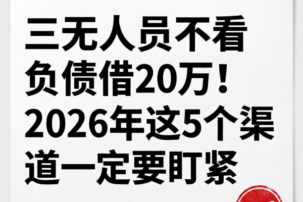 三无人员不看负债借20万!2026年这5个渠道一定要盯紧