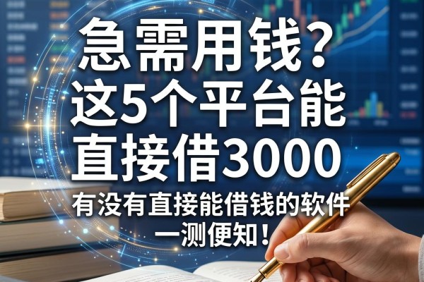 急需用钱?这5个平台能直接借3000,有没有直接能借钱的软件一测便知!