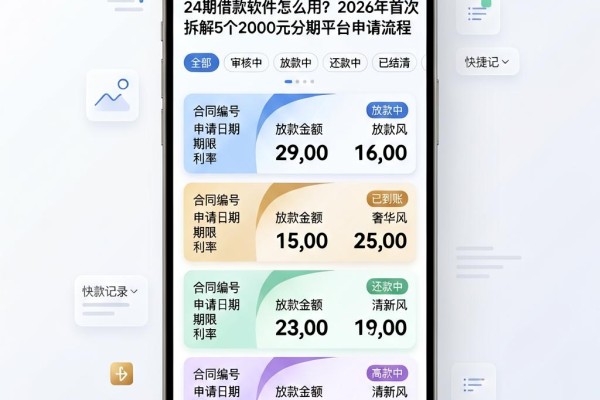 24期借款软件怎么用？2026年首次拆解5个2000元分期平台申请流程