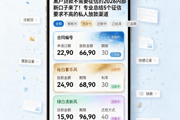 黑户贷款不需要征信的2026内部新口子来了！专业总结5个征信要求不高的私人放款渠道