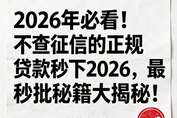 2026年必看！不查征信的正规贷款秒下2026，最新秒批秘籍大揭秘！