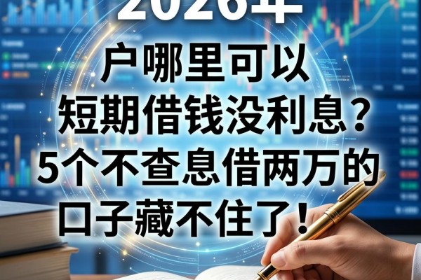 黑户哪里可以短期借钱没利息？2026年这5个不查息借两万的口子藏不住了！