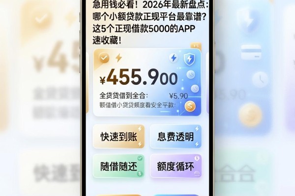 急用钱必看！2026年最新盘点：哪个小额贷款正规平台最靠谱？这5个正规借款5000的APP速收藏
