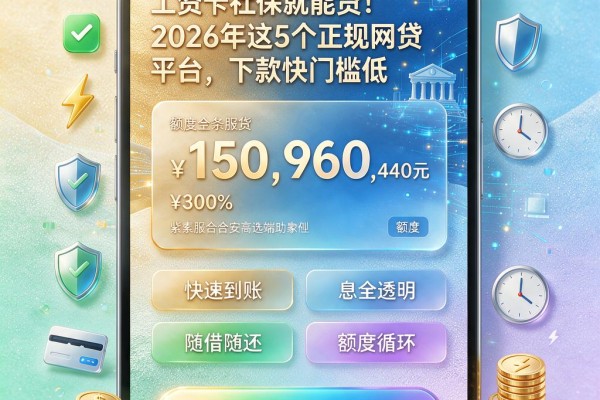 工资卡社保就能贷!2026年这5个正规网贷平台,下款快门槛低