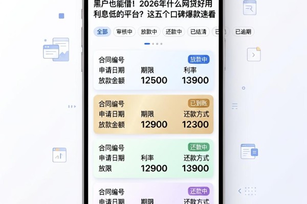 黑户也能借!2026年什么网贷好用利息低的平台?这五个口碑爆款速看
