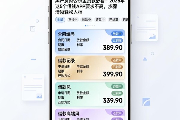 黑户贷款公积金贷款必看！2026年这5个借钱APP要求不高，步骤清晰轻松入档