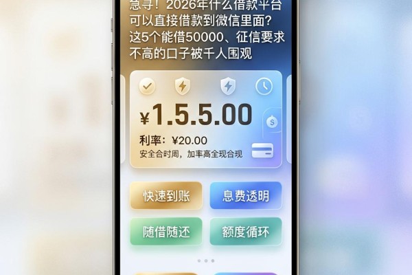 急寻！2026年什么借款平台可以直接借款到微信里面？这5个能借50000、征信要求不高的口子被千人围观