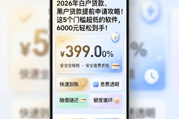 2026年白户贷款、黑户贷款提前申请攻略！这5个门槛超低的软件，6000元轻松到手