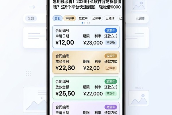 急用钱必看!2026什么软件容易贷款借钱?这5个平台快速到账,轻松借6000