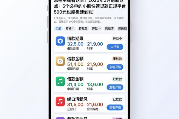 急需用钱看这里!2025年3月最新盘点:5个必申的小额快速贷款正规平台,500元也能极速到账!
