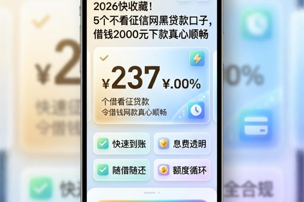 2026快收藏！5个不看征信网黑贷款口子，借钱2000元下款真心顺畅
