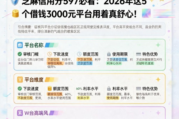 征信黑、征信不好、征信烂也能借!芝麻信用分597必看:2026年这5个借钱3000元平台用着真舒心