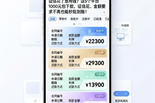 征信花了急用钱？这5个平台1000元包下款，征信花、金额要求不高也能秒批到账！