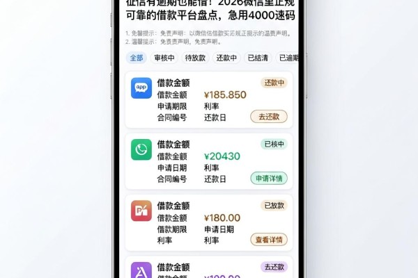 征信有逾期也能借！2026微信里正规可靠的借款平台盘点，急用4000速码