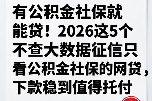 有公积金社保就能贷!2026这5个不查大数据征信只看公积金社保的网贷,下款稳到值得托付