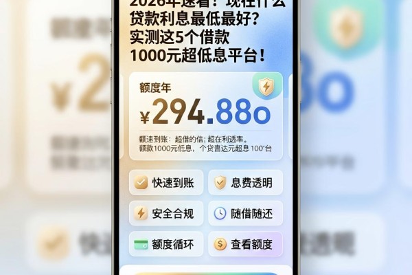 2026年速看！现在什么贷款利息最低最好？实测这5个借款1000元超低息平台