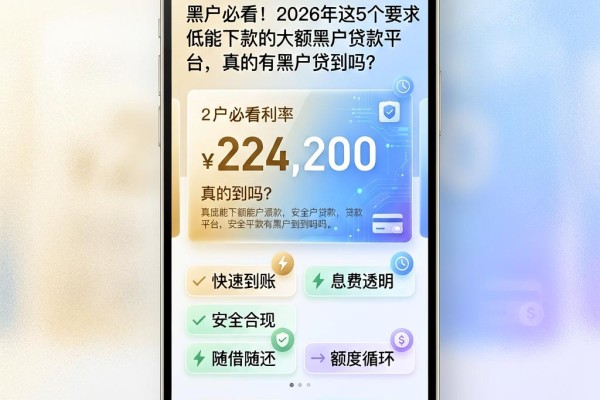 黑户必看!2026年这5个要求低能下款的大额黑户贷款平台,真的有黑户贷到吗?