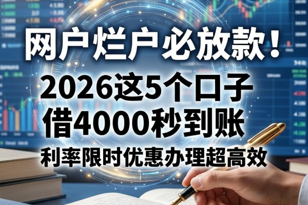 黑户烂户必放款的网贷app大盘点!2026这5个口子借4000秒到账,利率限时优惠办理超高效