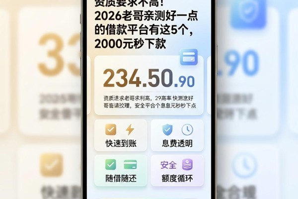 资质要求不高!2026老哥亲测好一点的借款平台有这5个,2000元秒下款