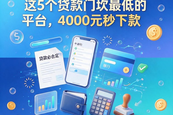 急用钱必看!这5个贷款门坎最低的平台,4000元秒下款