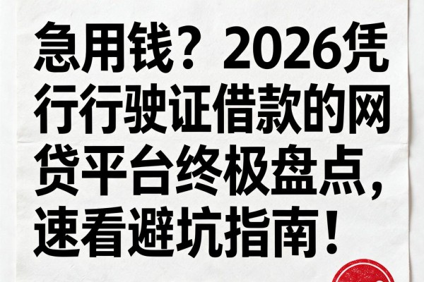 急用钱?2026凭行驶证借款的网贷平台终极盘点,速看避坑指南!