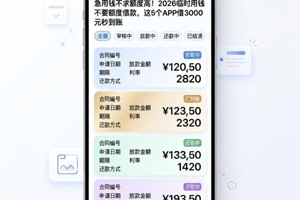 急用钱不求额度高!2026临时用钱不要额度借款,这5个APP借3000元秒到账
