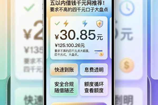 五以内借钱千元网推荐！要求不高的四千元口子大盘点