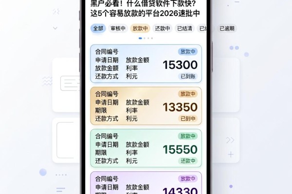 黑户必看！什么借贷软件下款快？这5个容易放款的平台2026速批中