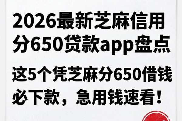 2026最新芝麻信用分650贷款app盘点,这5个凭芝麻分650借钱必下款,急用钱速看!