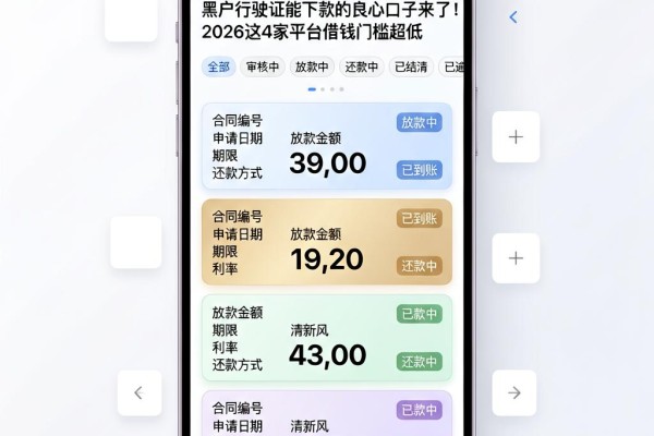 黑户行驶证能下款的良心口子来了！2026这4家平台借钱门槛超低