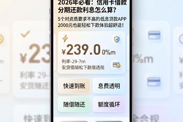 2026年必看：信用卡借款分期还款利息怎么算？5个对资质要求不高的低息贷款APP，2000元也能轻松下款体验超舒适