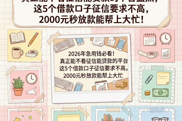 2026年急用钱必看!真正能不看征信能贷款的平台盘点,这5个借款口子征信要求不高,2000元秒放款能帮上大忙