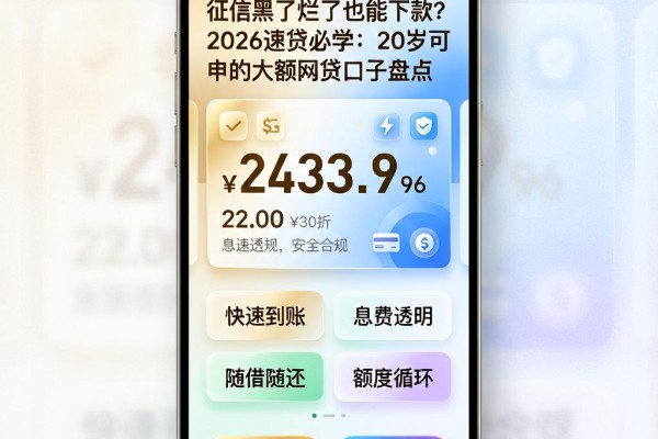 征信黑了烂了也能下款?2026速贷必学:20岁可申的大额网贷口子盘点