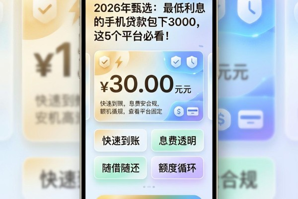 2026年甄选:最低利息的手机贷款包下3000,这5个平台必看!