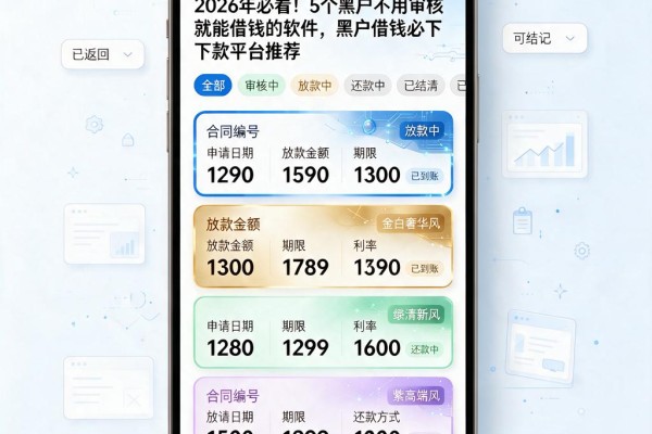 2026年必看!5个黑户不用审核就能借钱的软件,黑户借钱必下款平台推荐