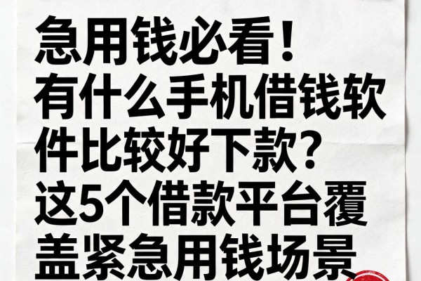 急用钱必看！有什么手机借钱软件比较好下款？这5个借款平台覆盖紧急用钱场景