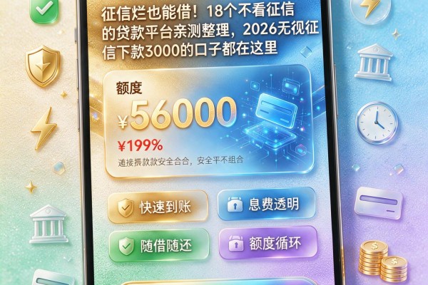 征信黑、征信不好、征信烂也能借!18个不看征信的贷款平台亲测整理,2026无视征信下款3000的口子都在这里
