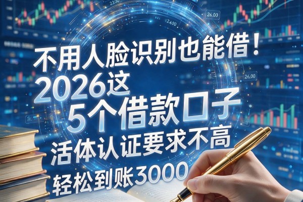 不用人脸识别也能借!2026这5个借款口子,活体认证要求不高,轻松到账3000